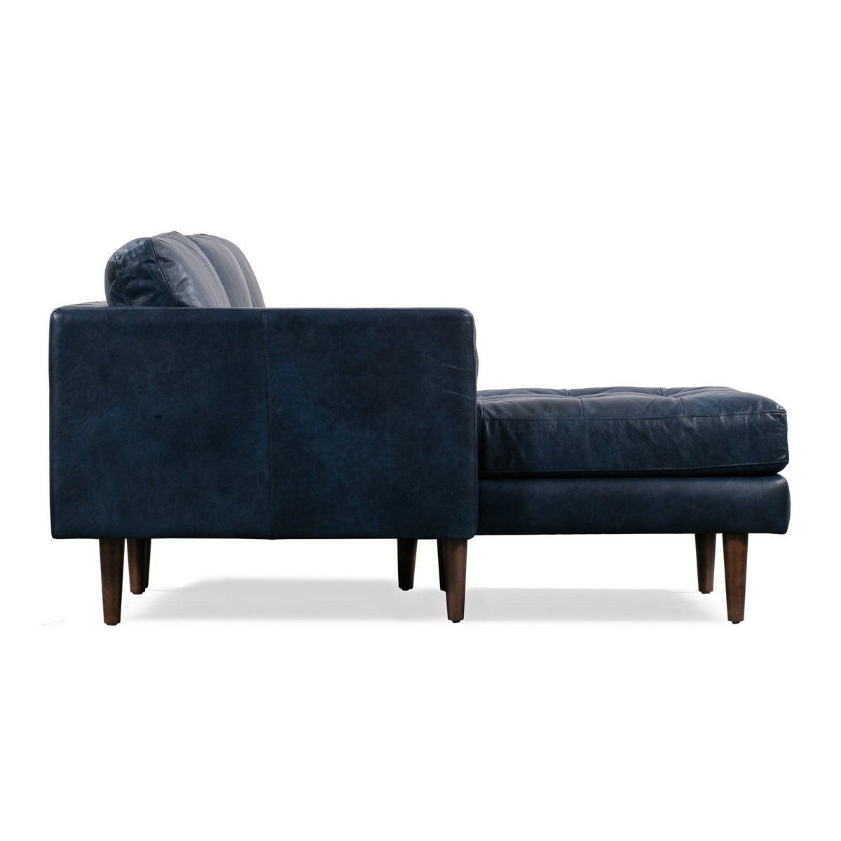 W&F Collection | Napa 104.5" Leather Left-Facing Sectional Sofa (Midnight Blue)