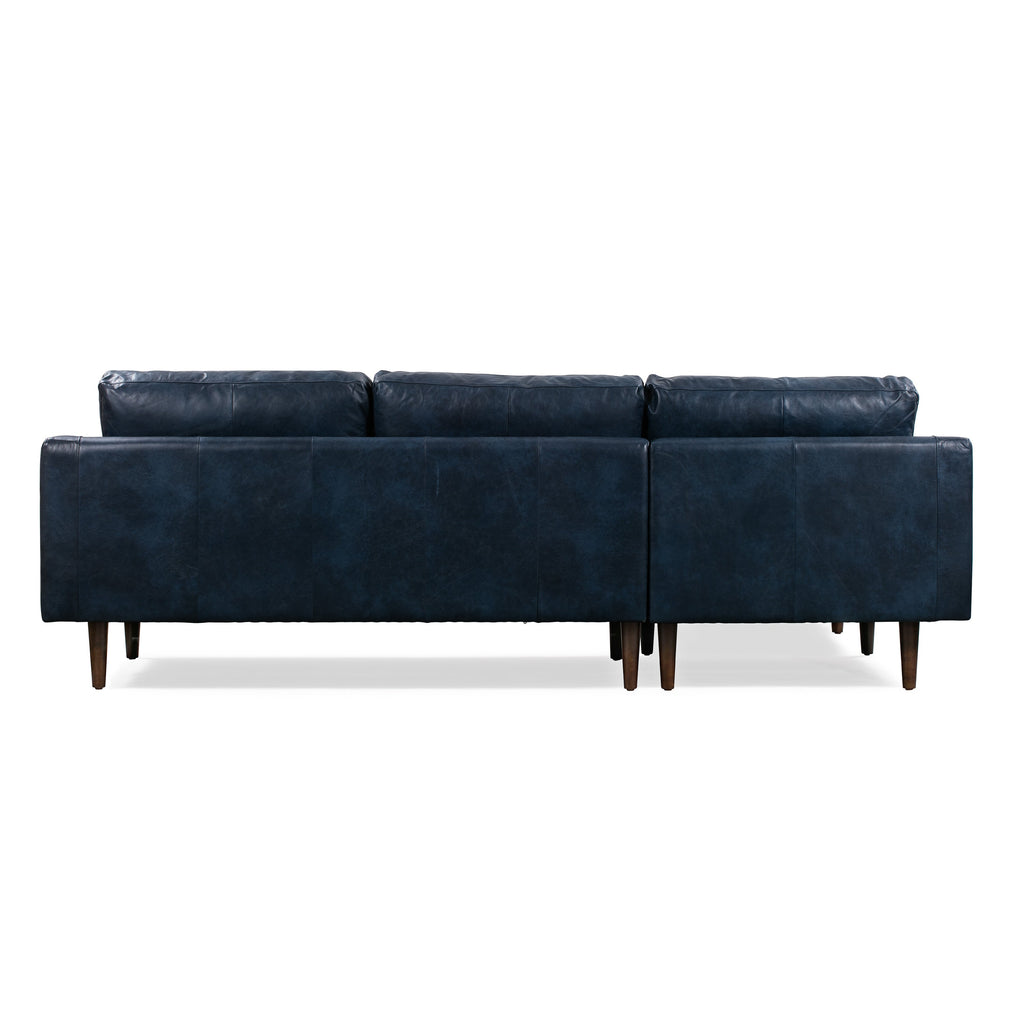 W&F Collection | Napa 104.5" Leather Left-Facing Sectional Sofa (Midnight Blue)