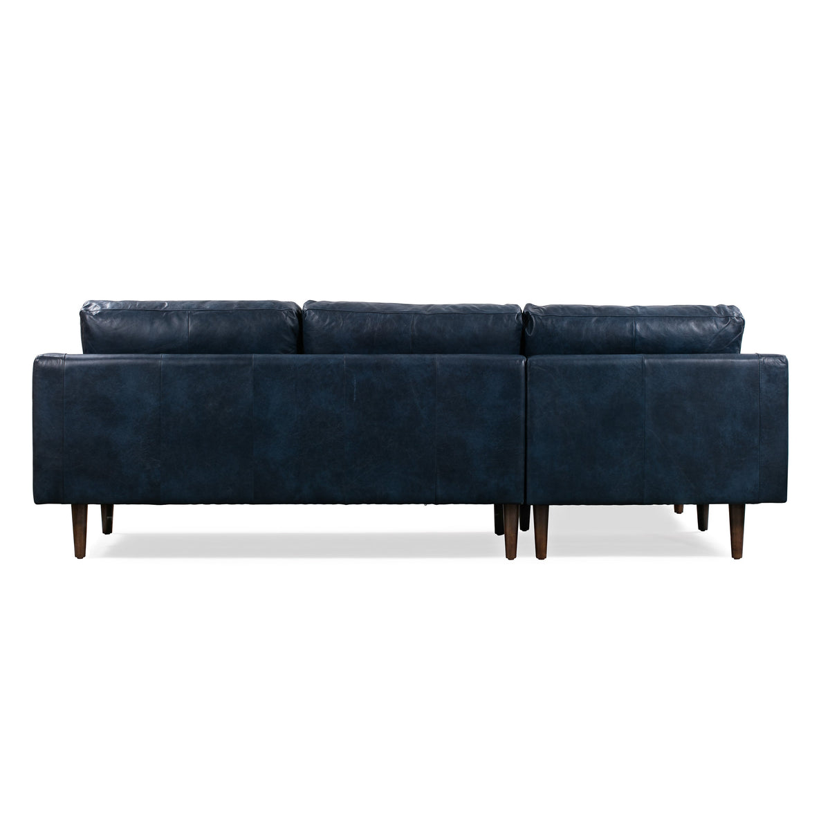 W&F Collection | Napa 104.5" Leather Left-Facing Sectional Sofa (Midnight Blue)