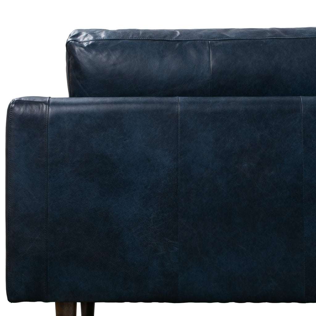 W&F Collection | Napa 104.5" Leather Left-Facing Sectional Sofa (Midnight Blue)