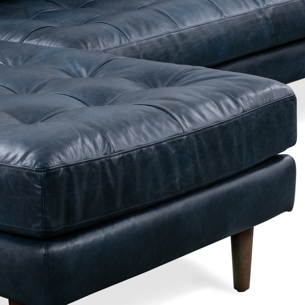 W&F Collection | Napa 104.5" Leather Left-Facing Sectional Sofa (Midnight Blue)