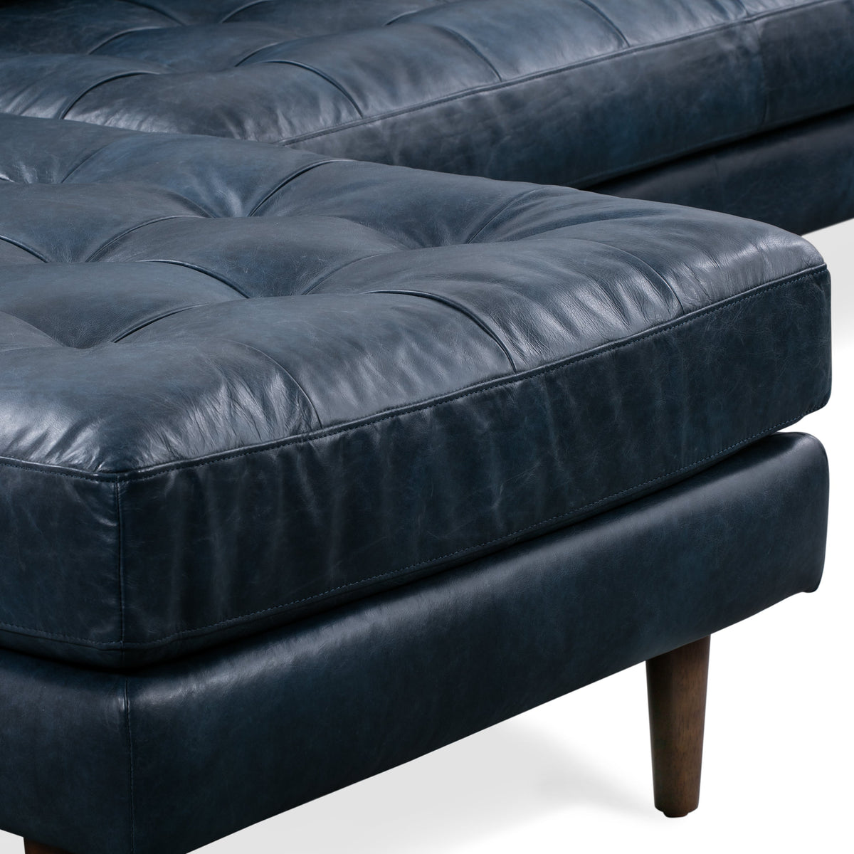 W&F Collection | Napa 104.5" Leather Left-Facing Sectional Sofa (Midnight Blue)
