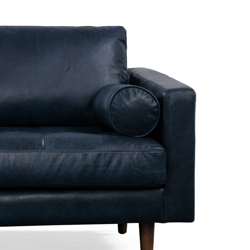 W&F Collection | Napa 104.5" Leather Left-Facing Sectional Sofa (Midnight Blue)