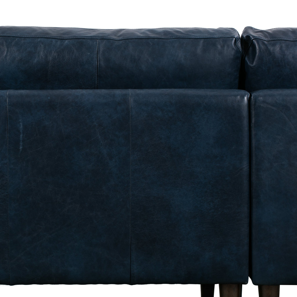 W&F Collection | Napa 104.5" Leather Left-Facing Sectional Sofa (Midnight Blue)