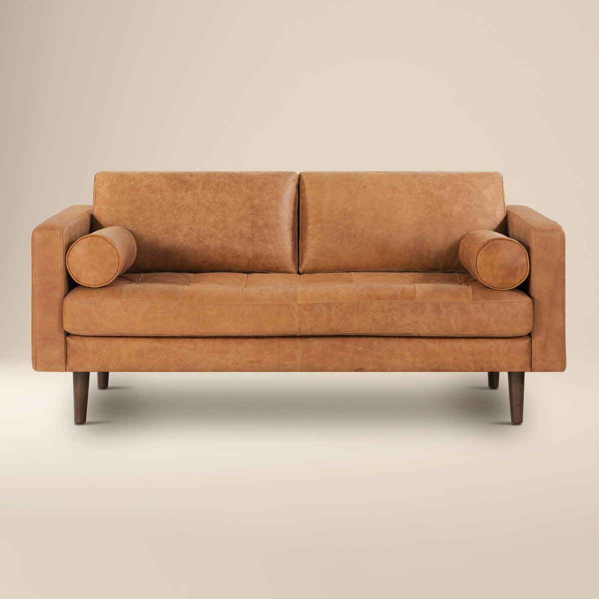 W&F Collection | Napa 72" Leather Apartment Sofa (Cognac Tan)