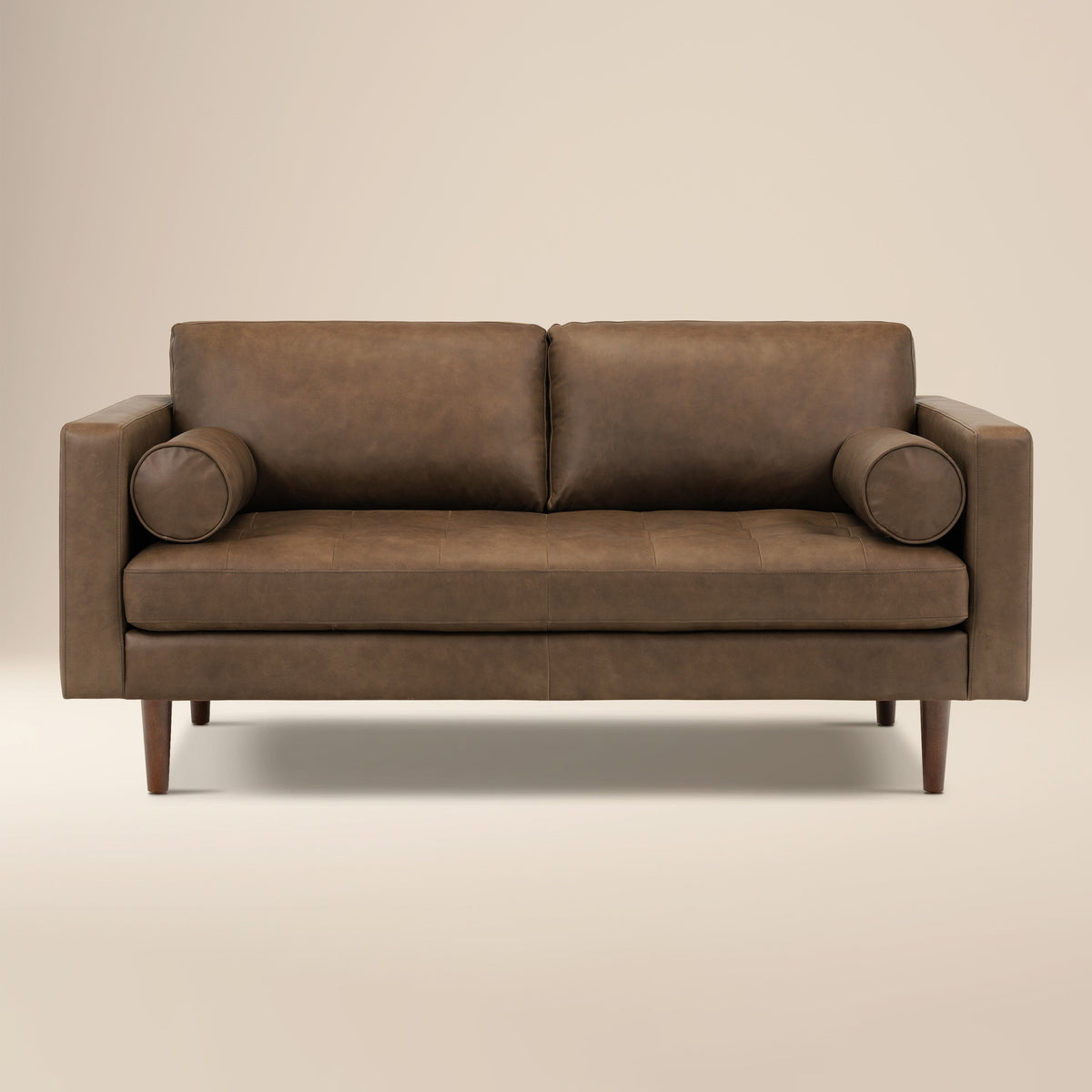 W&F Collection | Napa 72" Leather Apartment Sofa (Cocoa Brown)