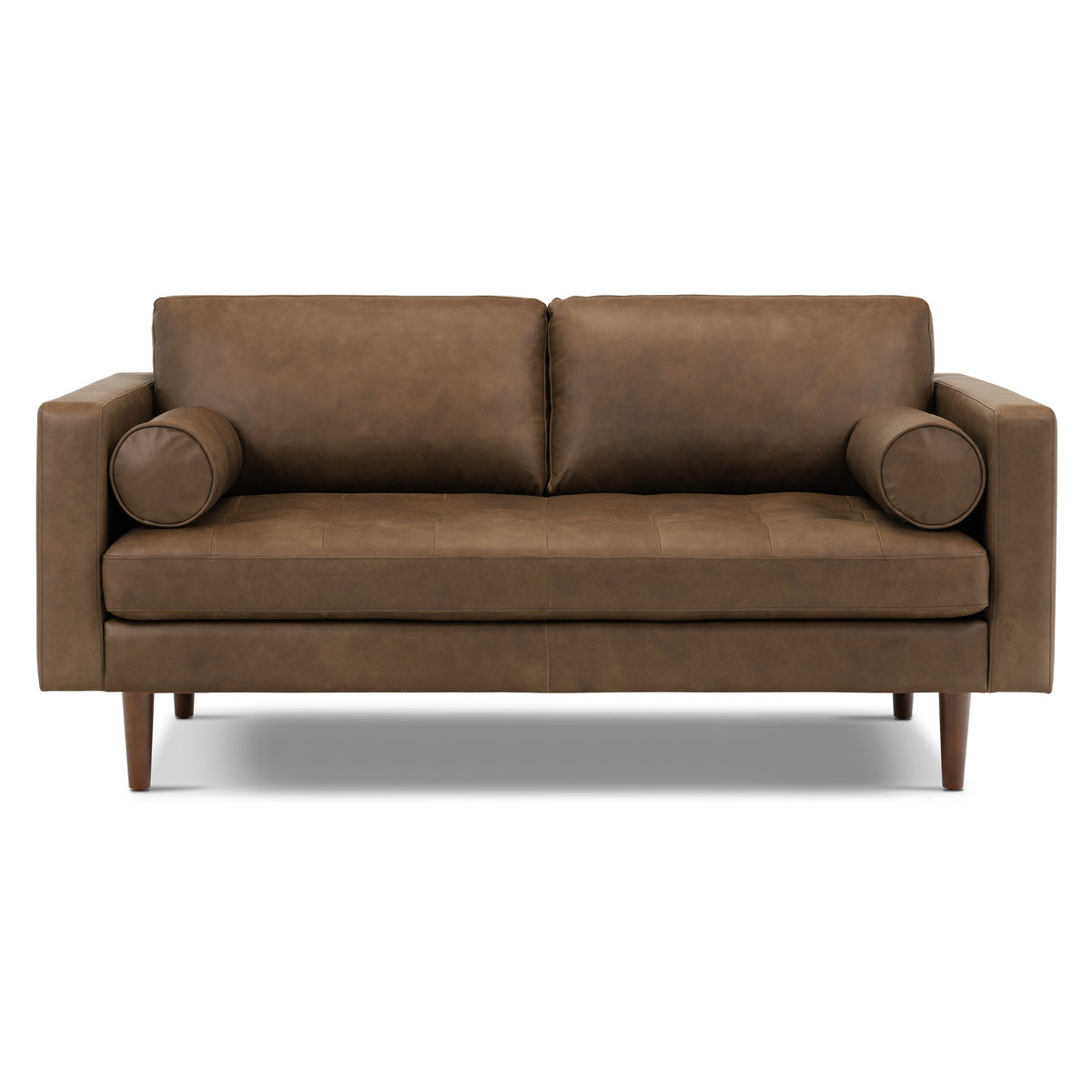 W&F Collection | Napa 72" Leather Apartment Sofa (Cocoa Brown)