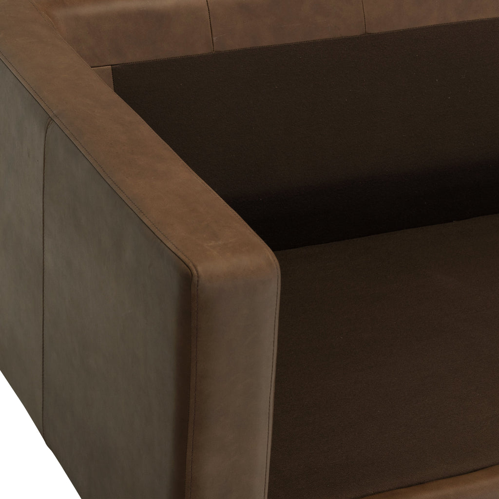 W&F Collection | Napa 72" Leather Apartment Sofa (Cocoa Brown)