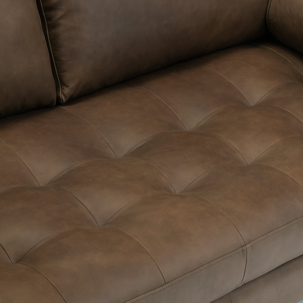 W&F Collection | Napa 72" Leather Apartment Sofa (Cocoa Brown)