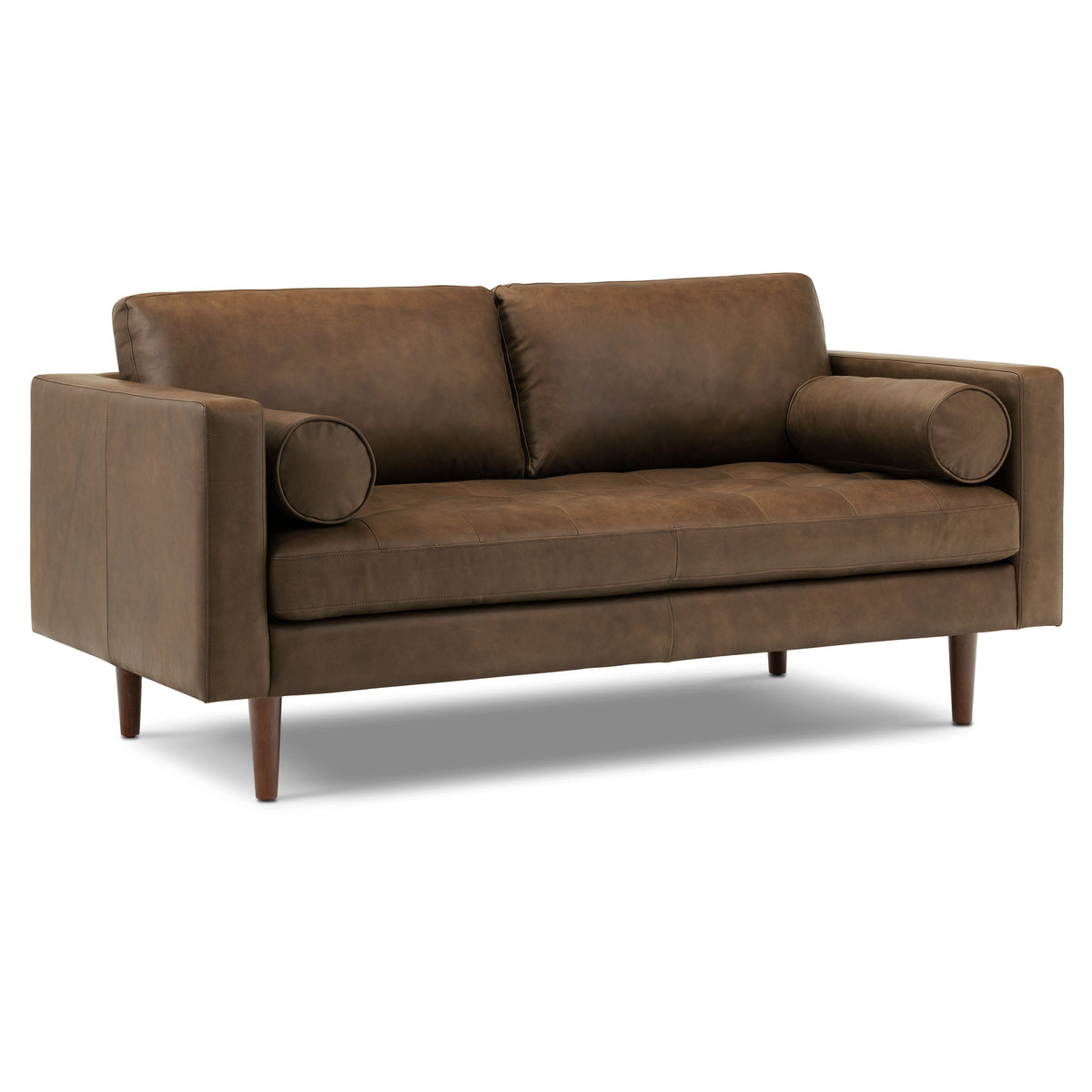 W&F Collection | Napa 72" Leather Apartment Sofa (Cocoa Brown)
