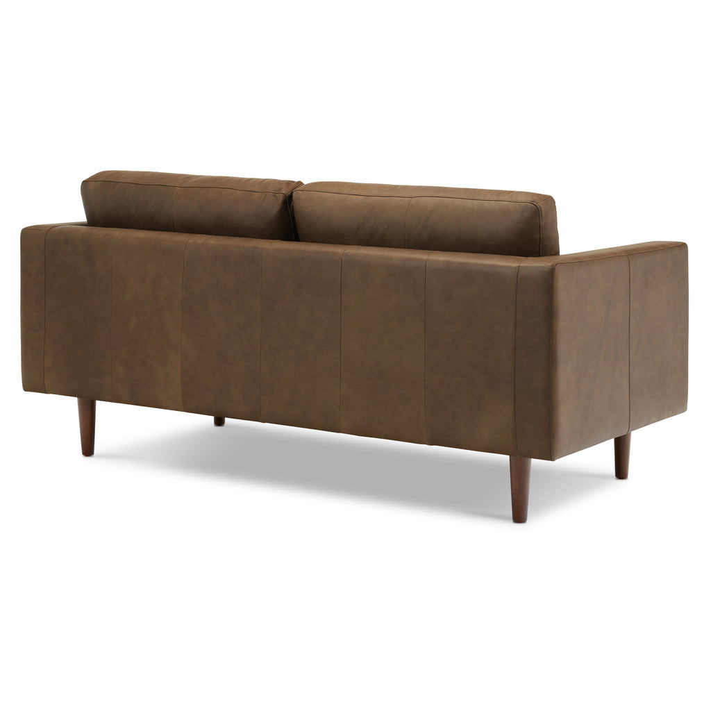 W&F Collection | Napa 72" Leather Apartment Sofa (Cocoa Brown)
