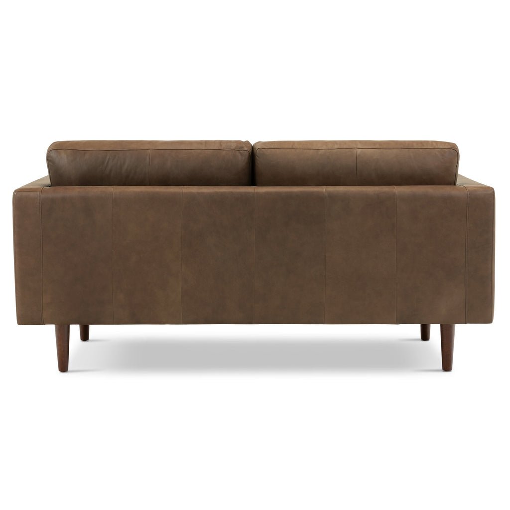 W&F Collection | Napa 72" Leather Apartment Sofa (Cocoa Brown)