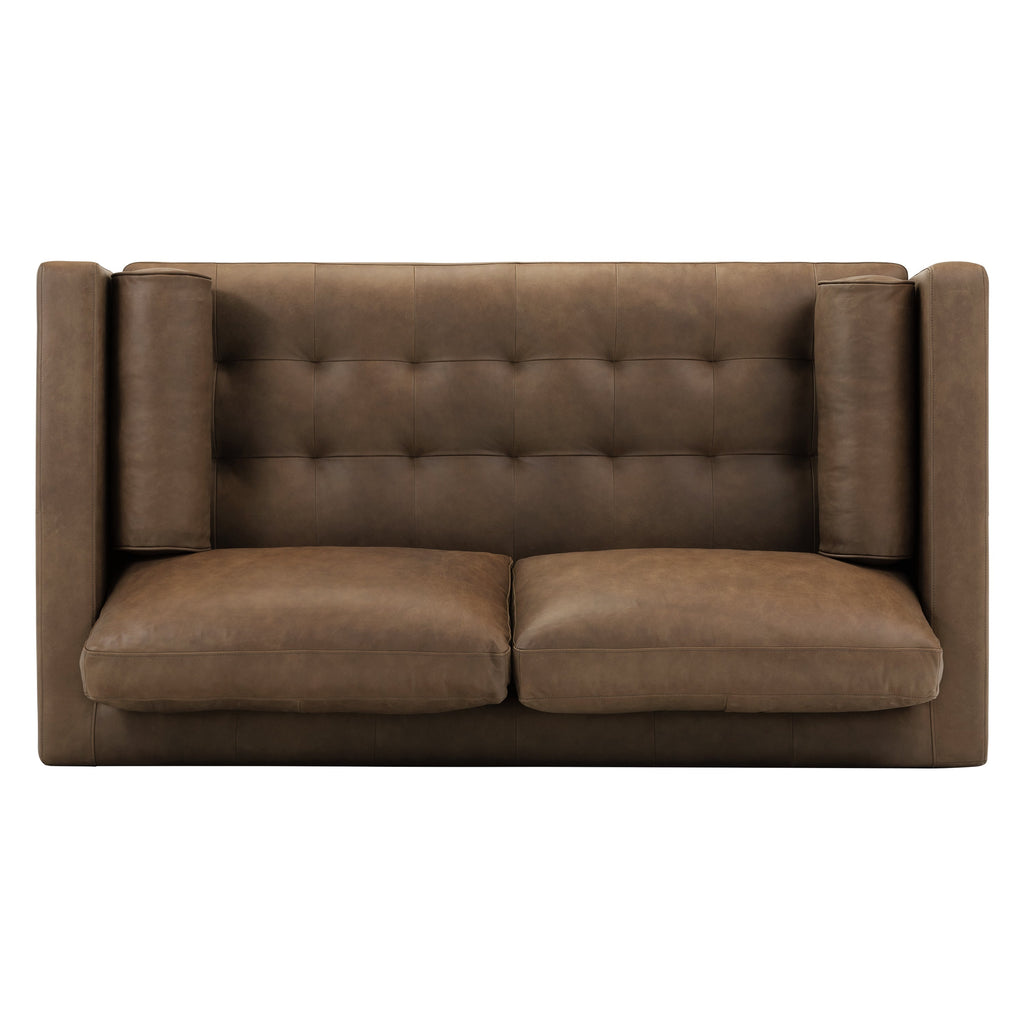 W&F Collection | Napa 72" Leather Apartment Sofa (Cocoa Brown)
