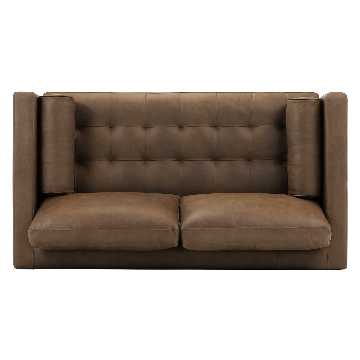 W&F Collection | Napa 72" Leather Apartment Sofa (Cocoa Brown)