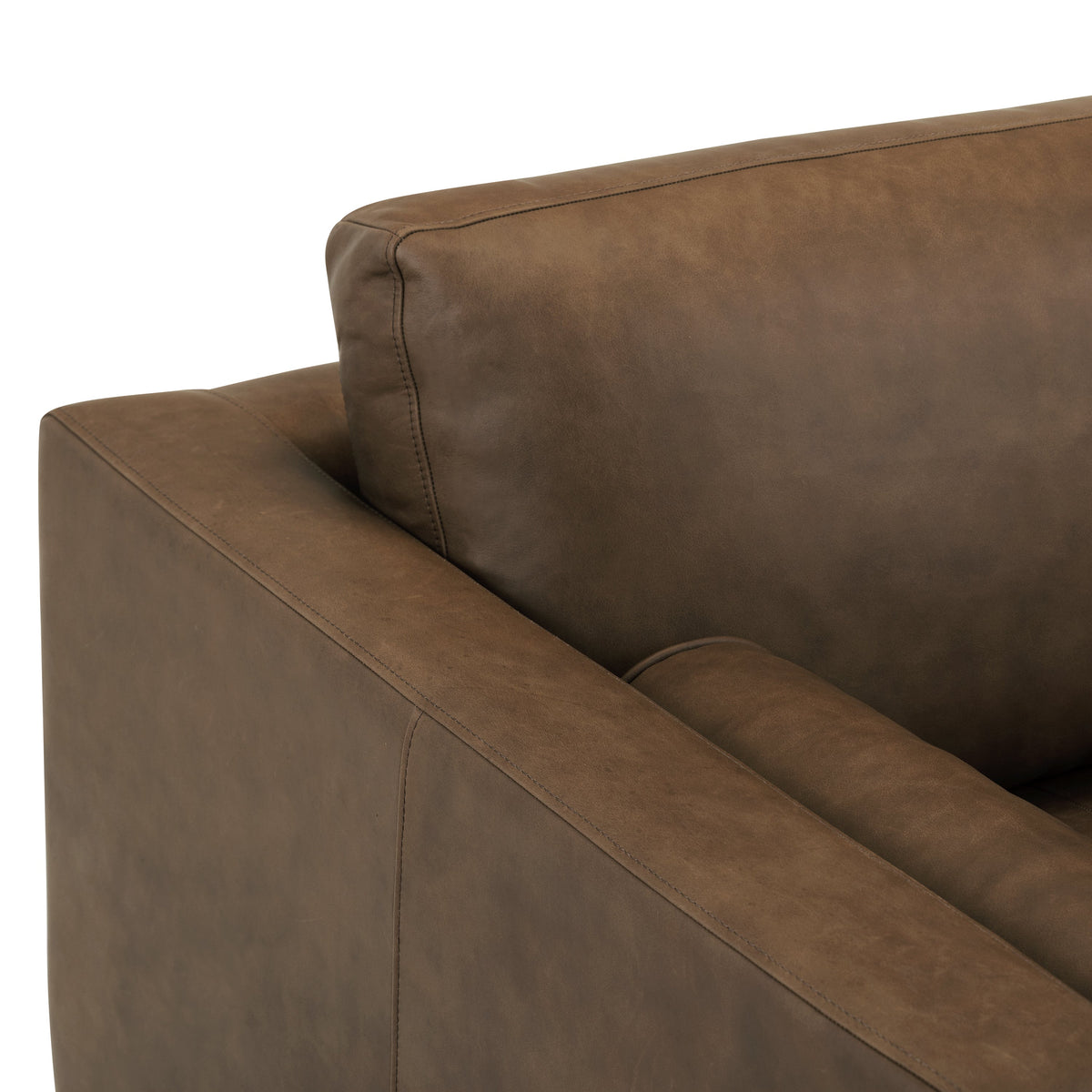 W&F Collection | Napa 72" Leather Apartment Sofa (Cocoa Brown)