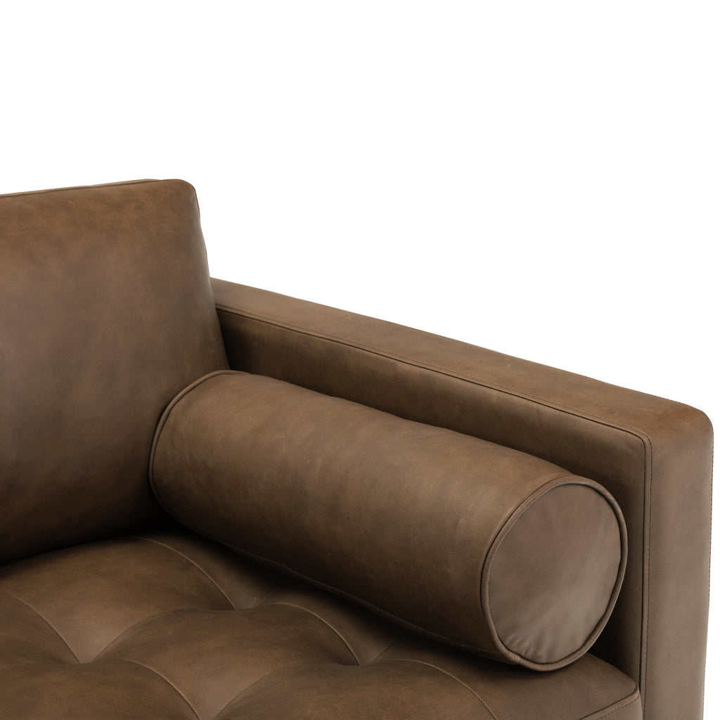 W&F Collection | Napa 72" Leather Apartment Sofa (Cocoa Brown)