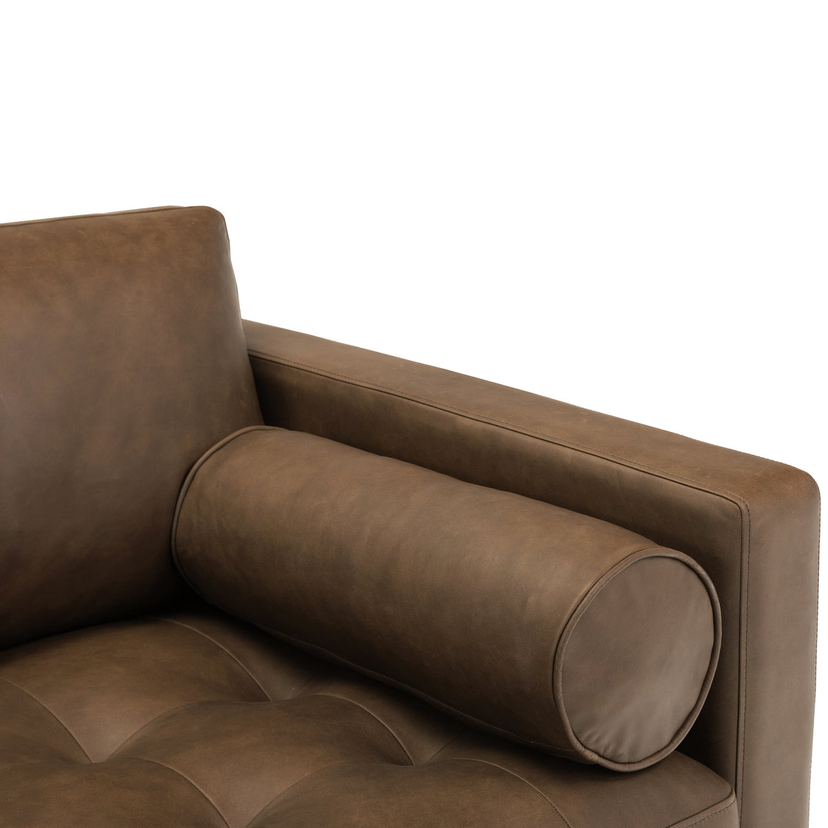 W&F Collection | Napa 72" Leather Apartment Sofa (Cocoa Brown)