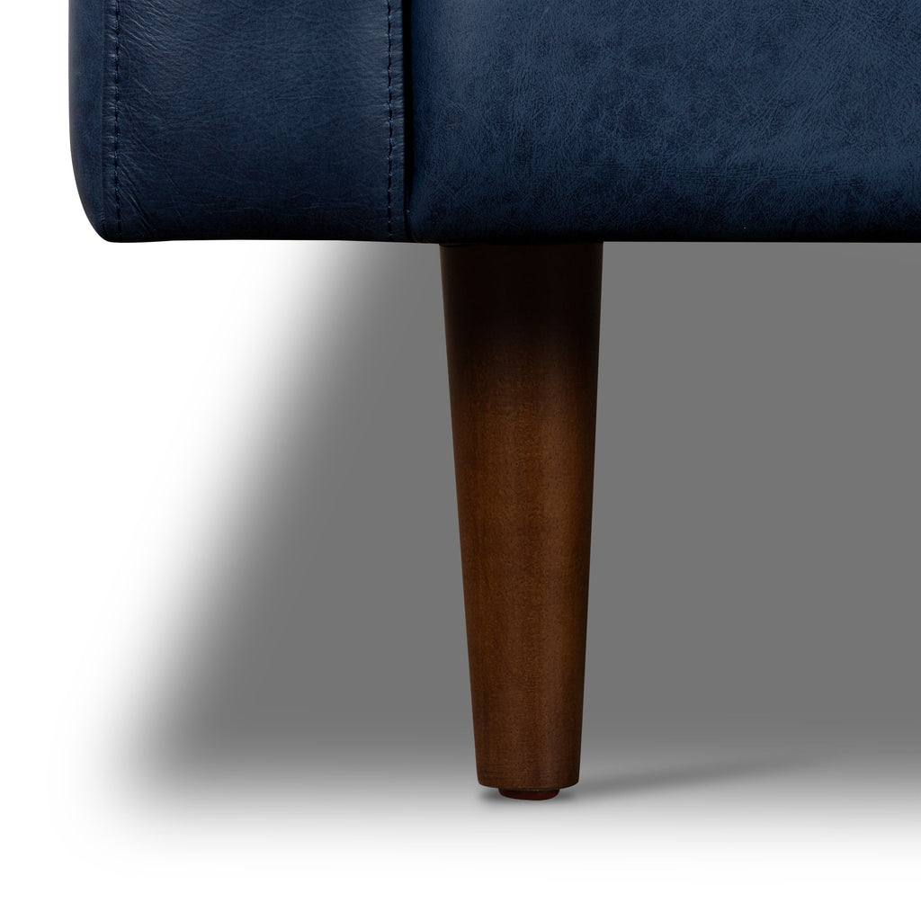 W&F Collection | Napa 72" Leather Apartment Sofa (Midnight Blue)