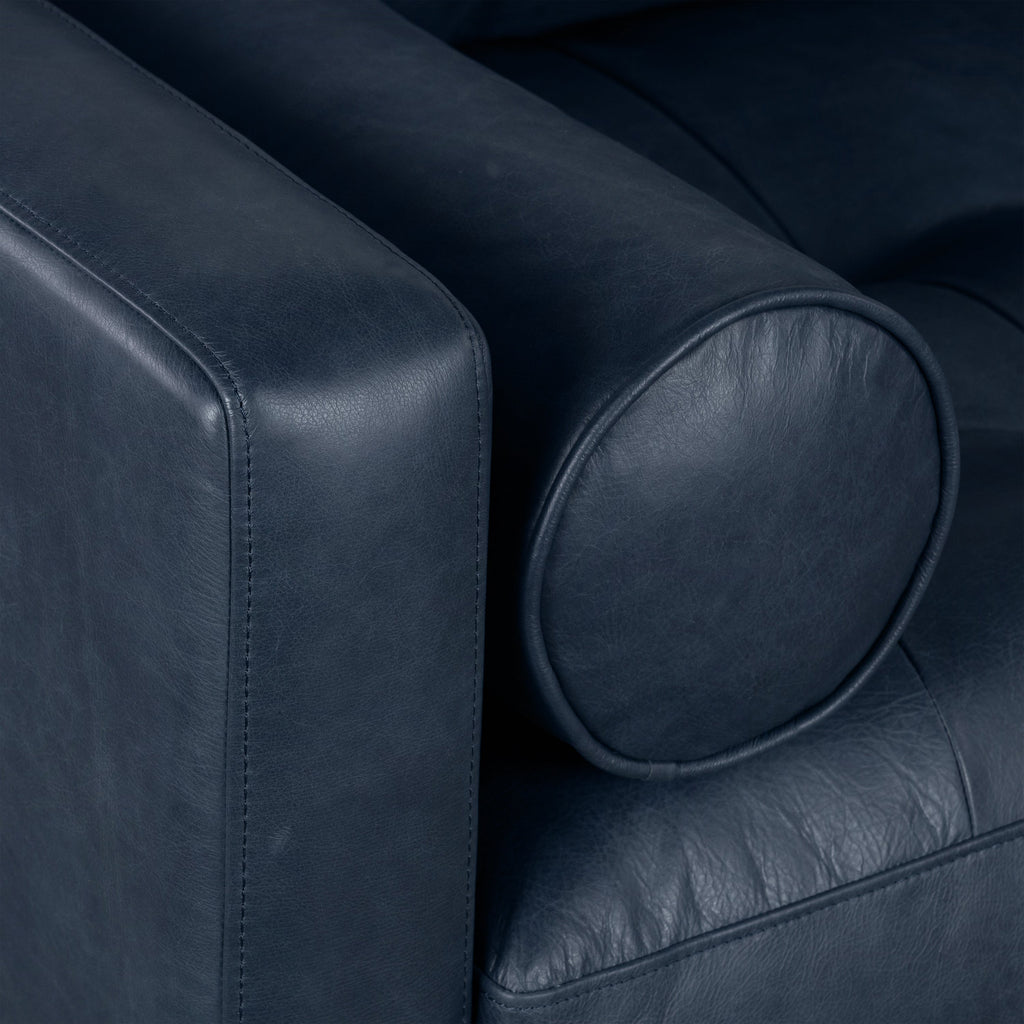 W&F Collection | Napa 72" Leather Apartment Sofa (Midnight Blue)