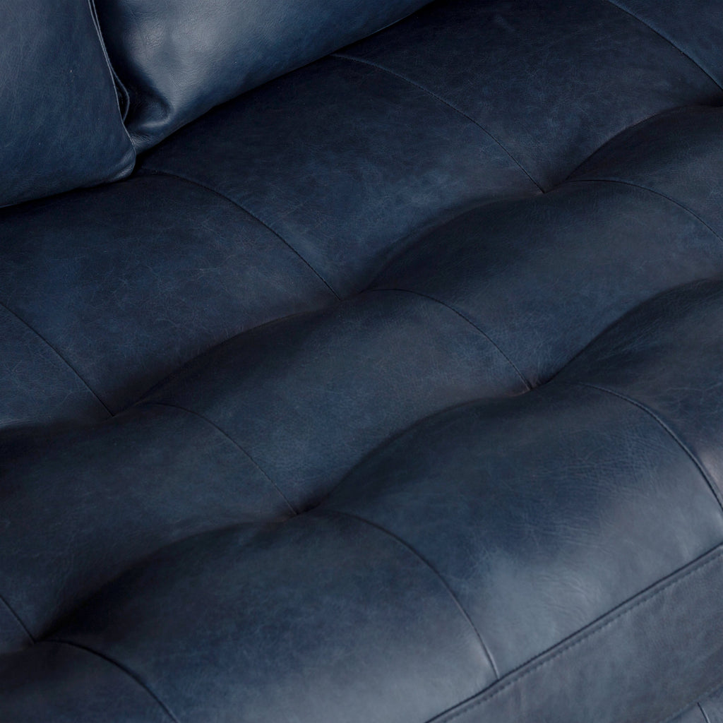 W&F Collection | Napa 72" Leather Apartment Sofa (Midnight Blue)