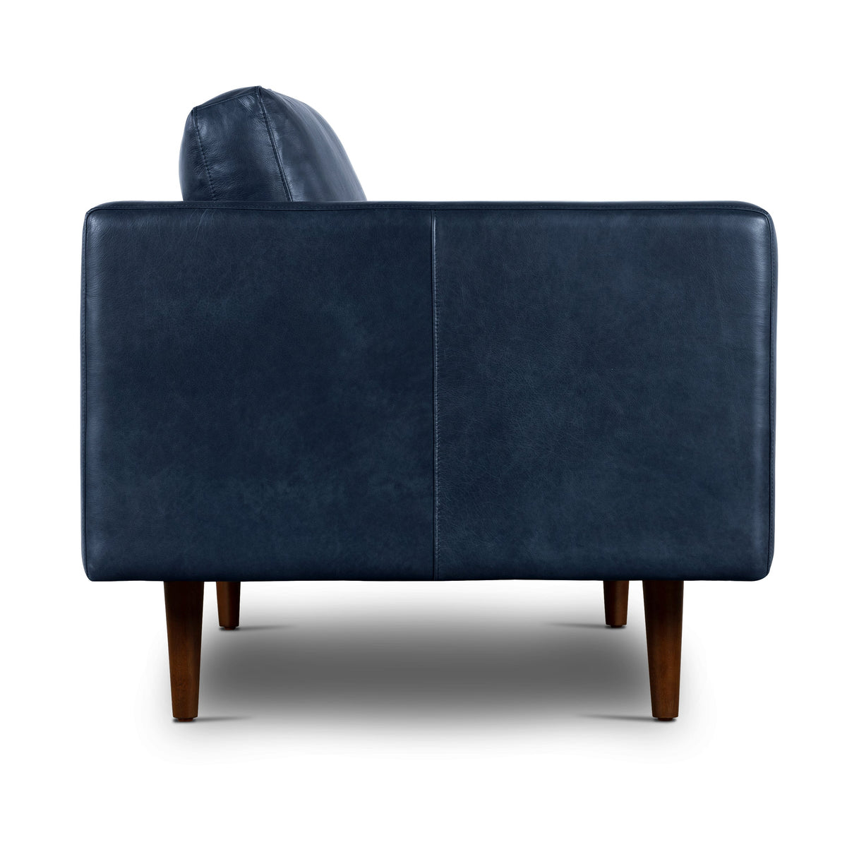 W&F Collection | Napa 72" Leather Apartment Sofa (Midnight Blue)