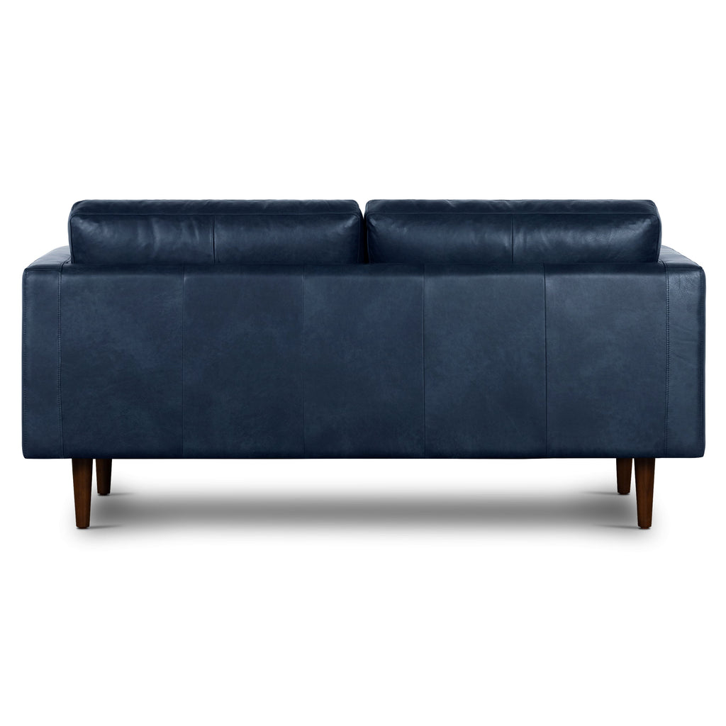 W&F Collection | Napa 72" Leather Apartment Sofa (Midnight Blue)