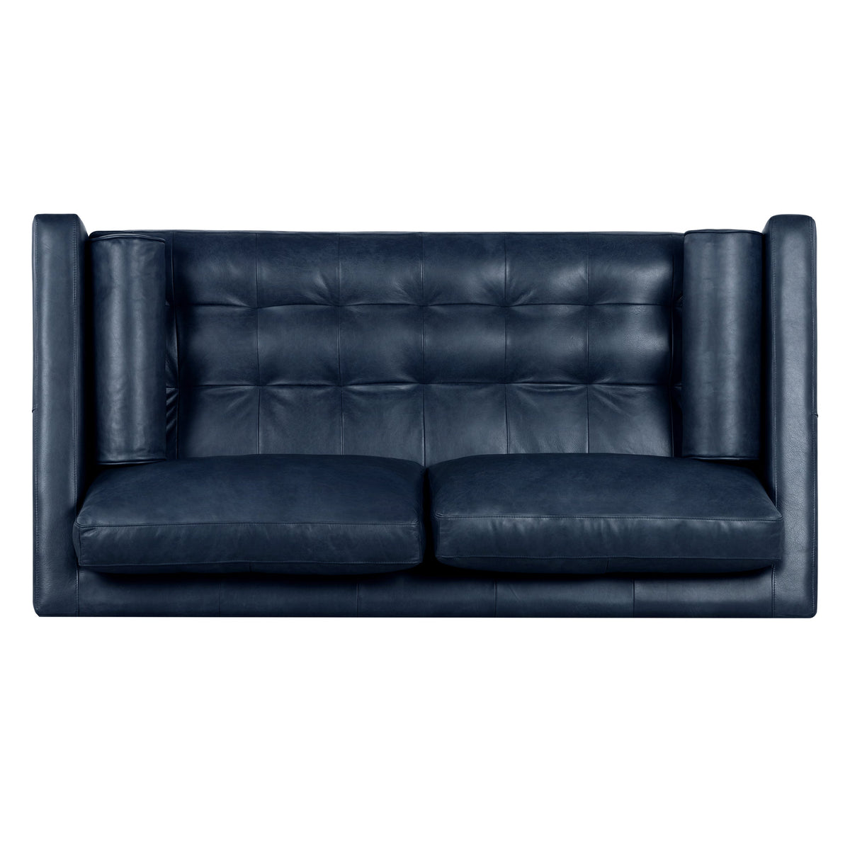 W&F Collection | Napa 72" Leather Apartment Sofa (Midnight Blue)