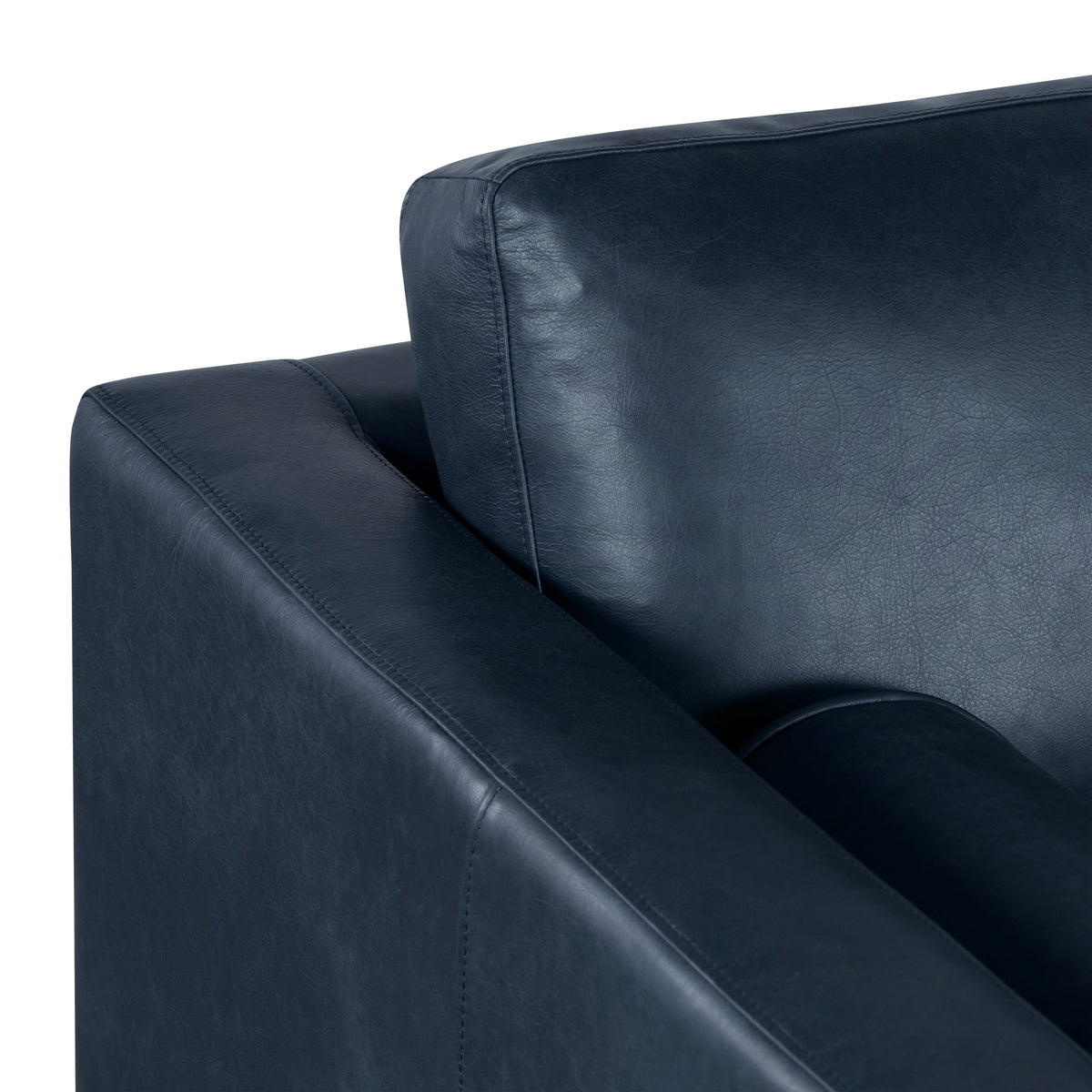 W&F Collection | Napa 72" Leather Apartment Sofa (Midnight Blue)