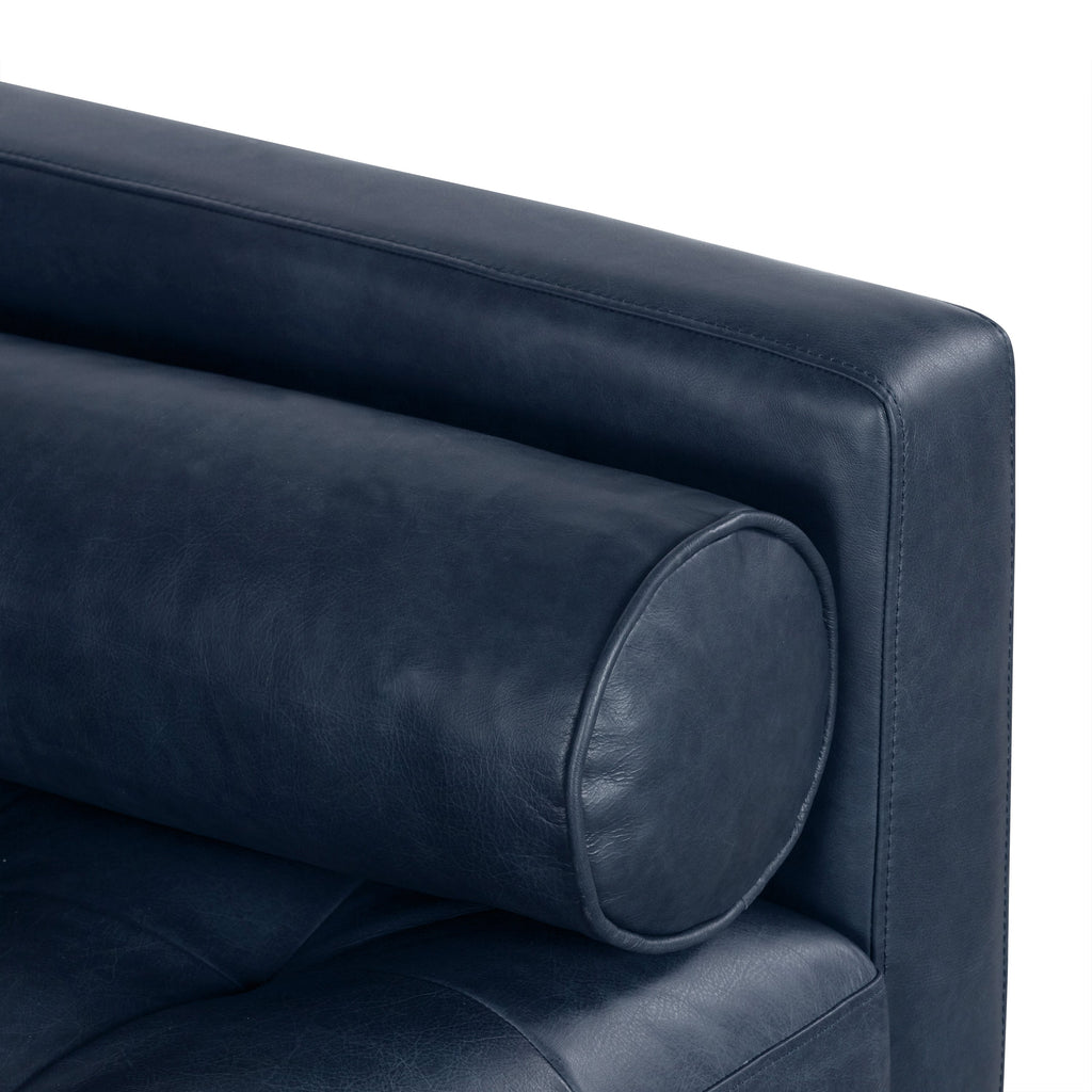 W&F Collection | Napa 72" Leather Apartment Sofa (Midnight Blue)