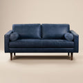 W&F Collection | Napa 72" Leather Apartment Sofa (Midnight Blue)