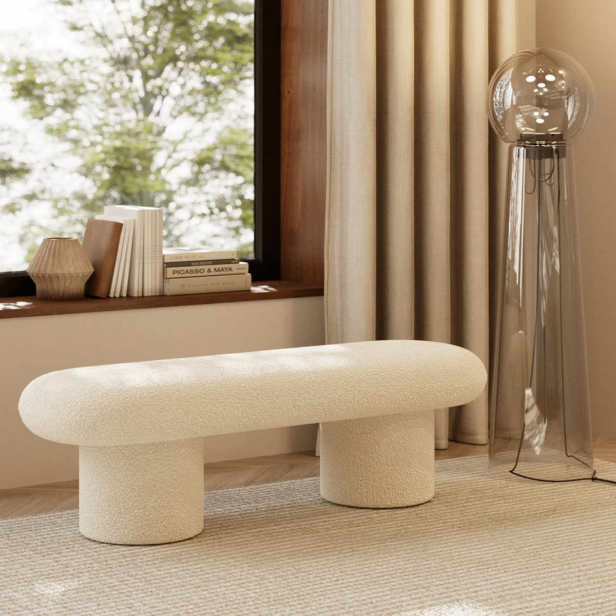 W&F Collection | Este Bench (Crema White Boucle)