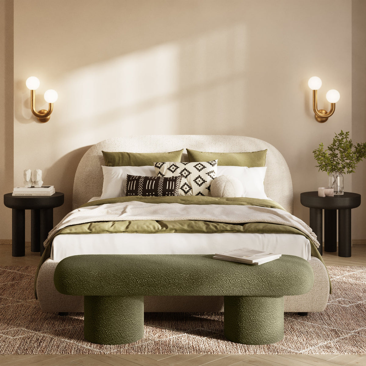 W&F Collection | Este Bench (Fern Green Boucle)