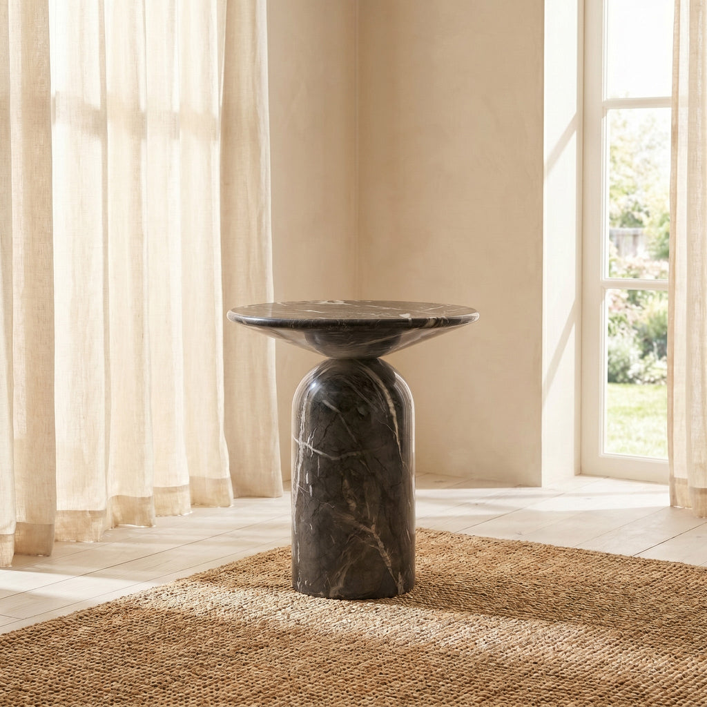 W&F Collection | Wels End Table (Black Marble)