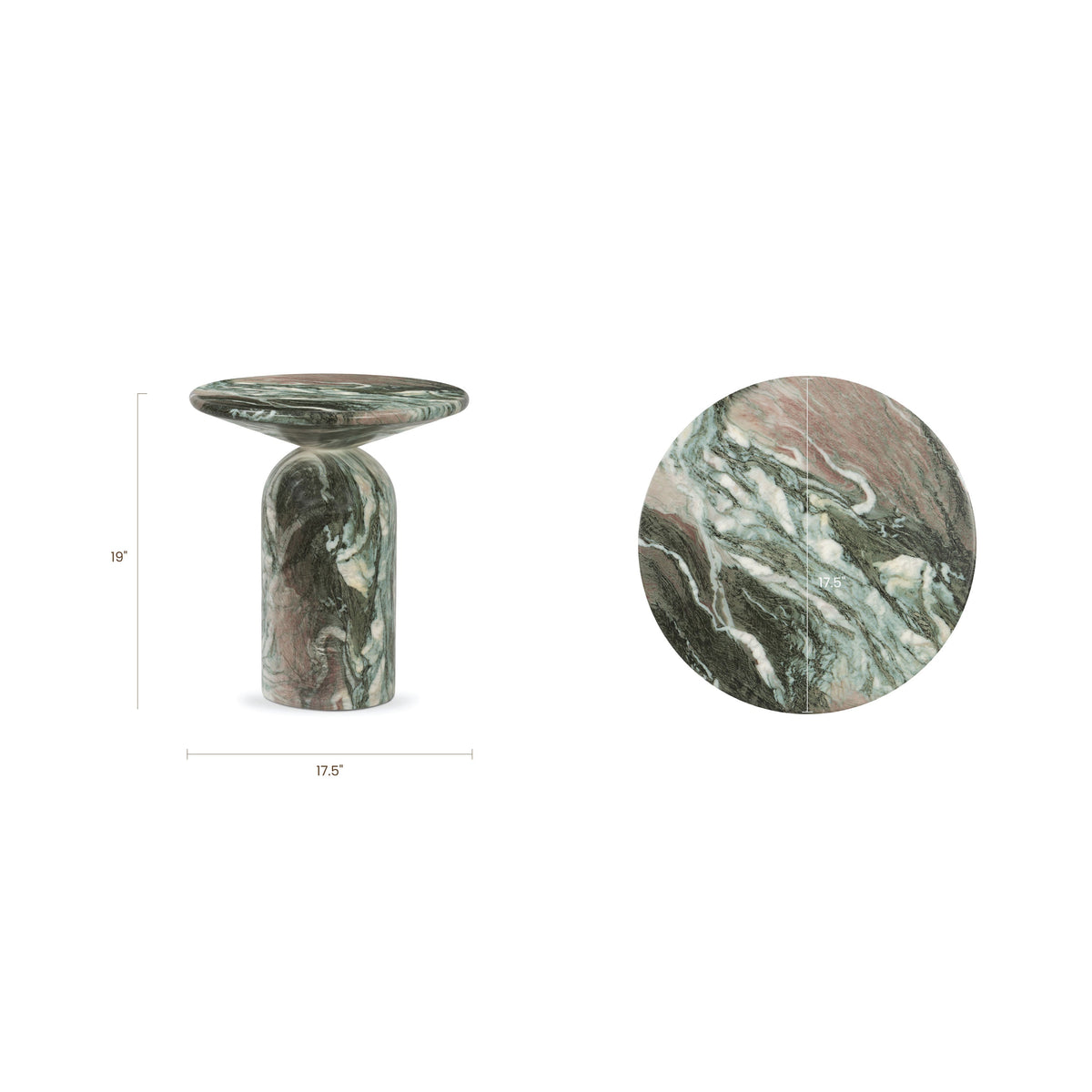 W&F Collection | Wels End Table (Green Marble)
