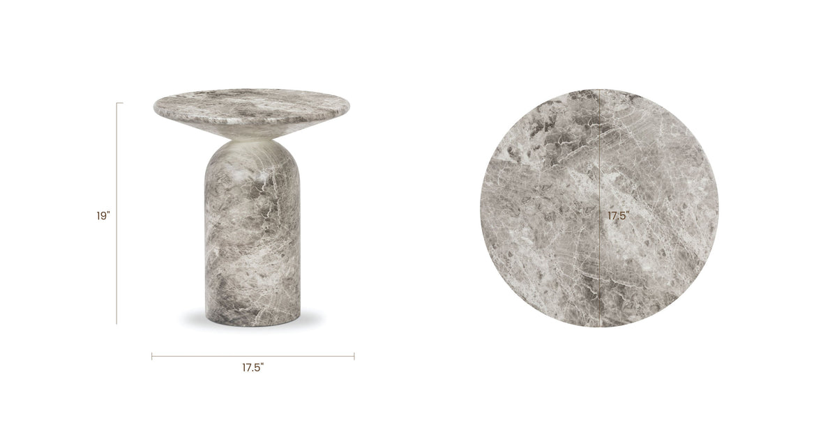 W&F Collection | Wels End Table (Grey Marble)