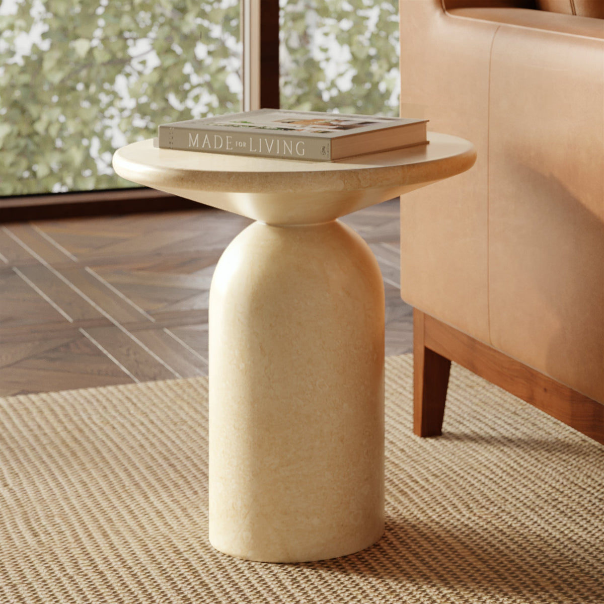 W&F Collection | Wels End Table (Sandstone White)