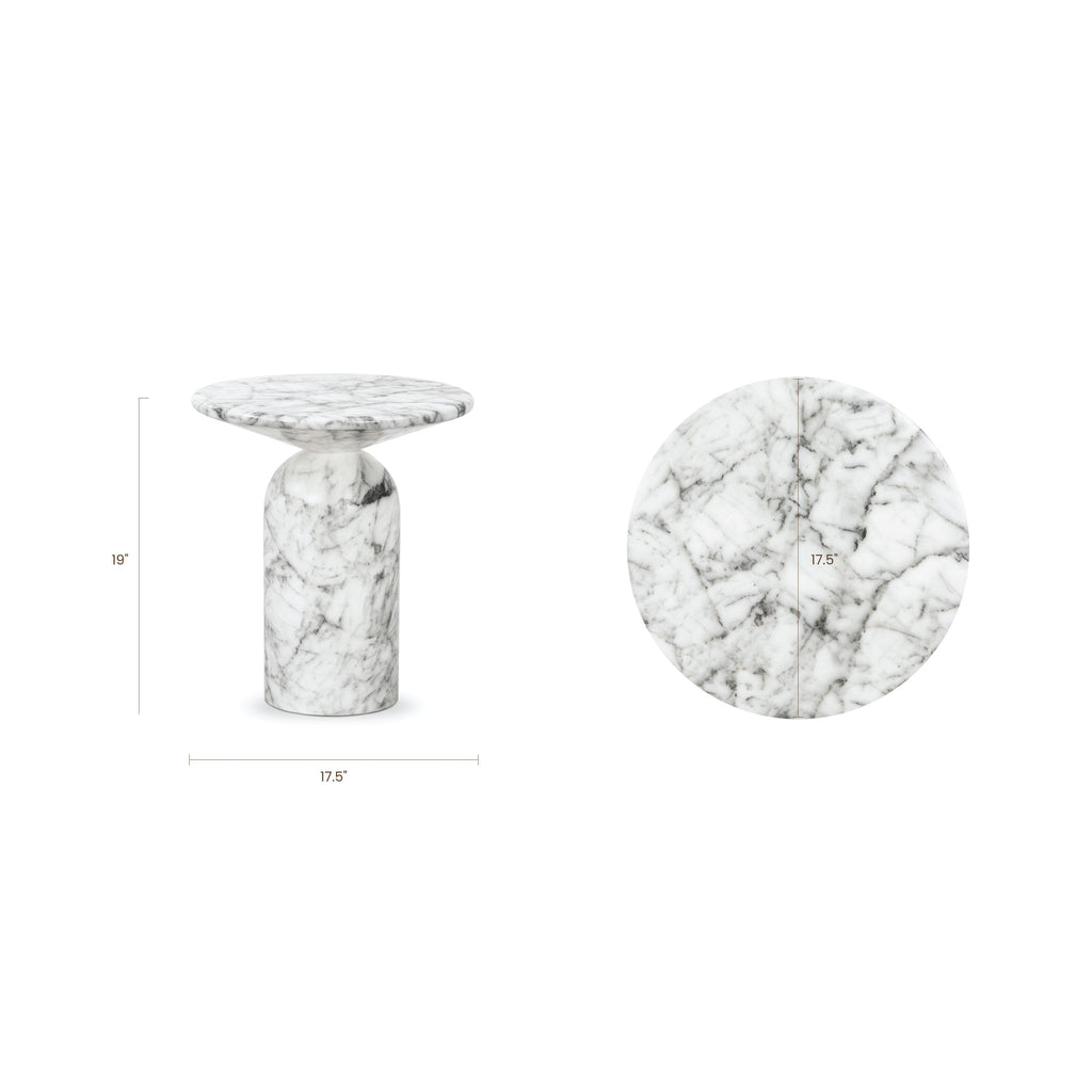 W&F Collection | Wels End Table (White Marble)