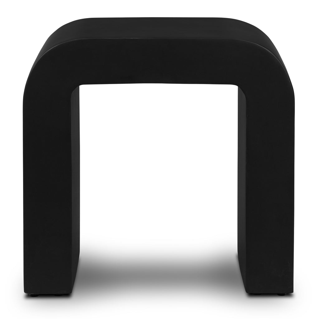 W&F Collection | Naples Horseshoe Side Table (Black Concrete)