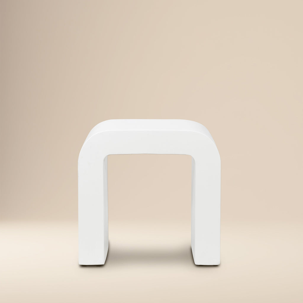 W&F Collection | Naples Horseshoe Side Table (Ivory Concrete)