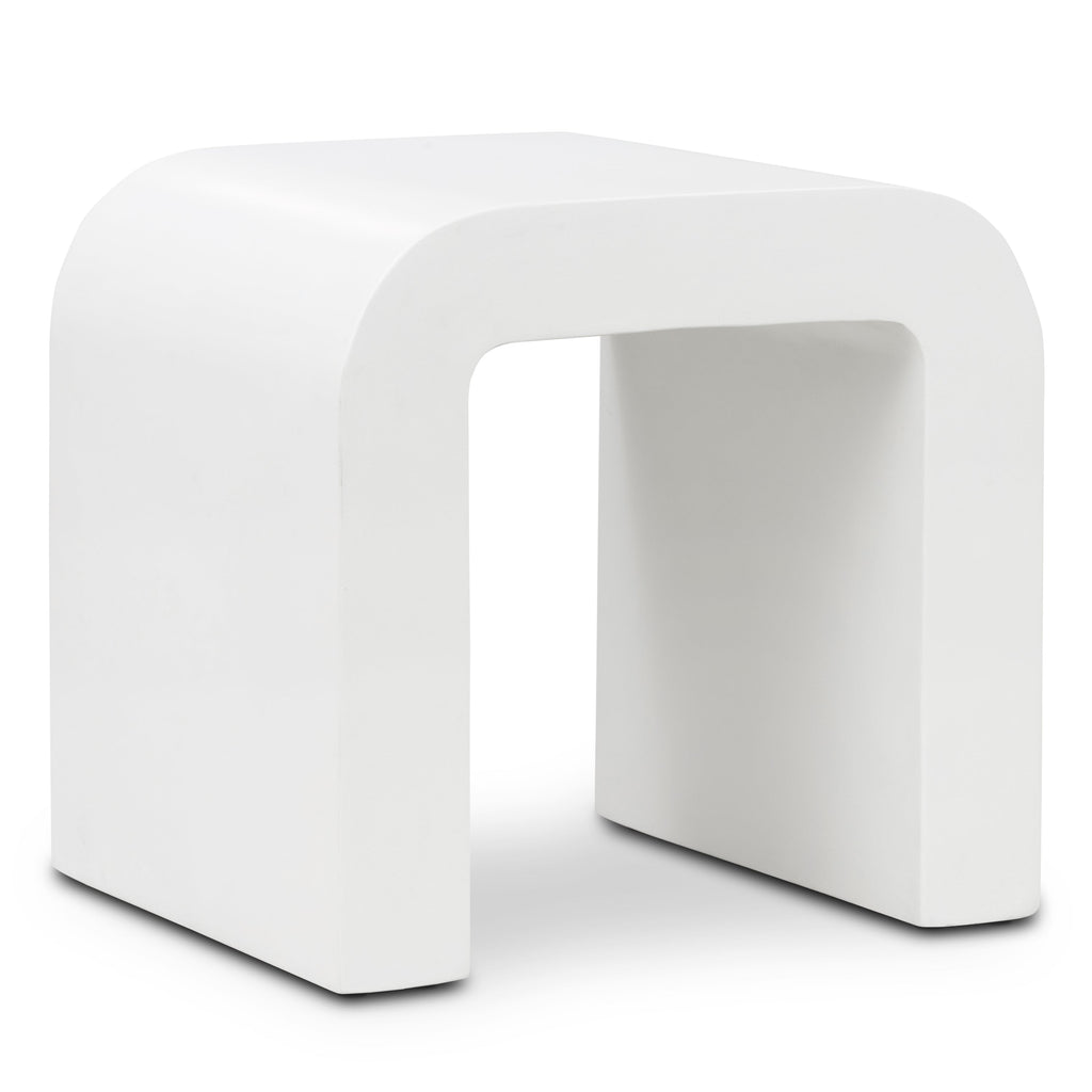 W&F Collection | Naples Horseshoe Side Table (Ivory Concrete)