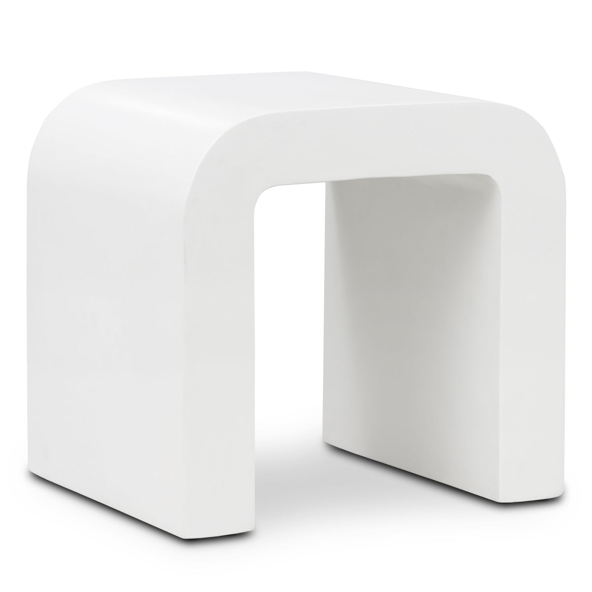 W&F Collection | Naples Horseshoe Side Table (Ivory Concrete)