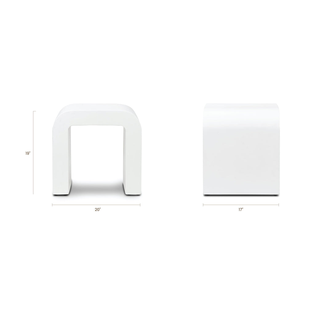 W&F Collection | Naples Horseshoe Side Table (Ivory Concrete)