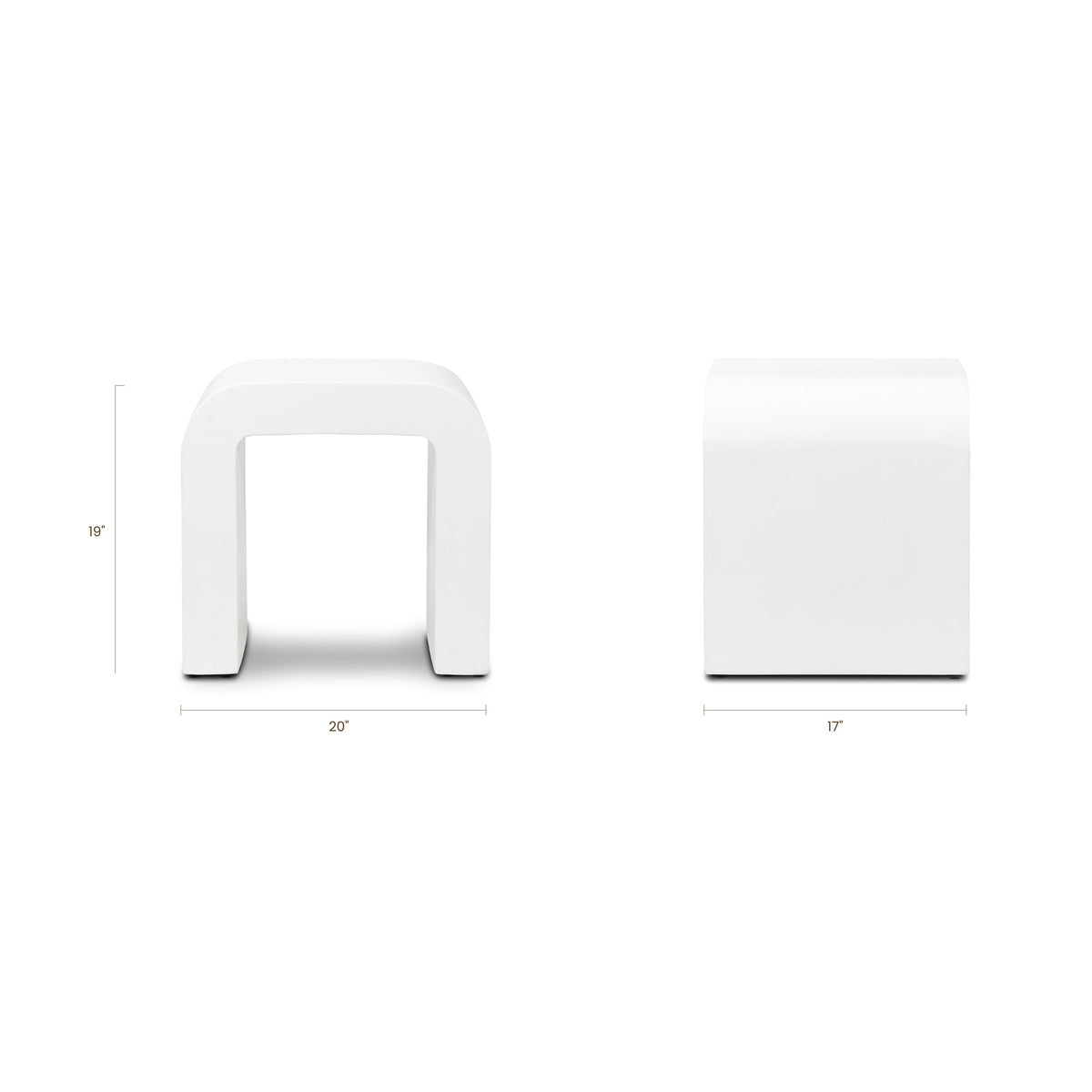 W&F Collection | Naples Horseshoe Side Table (Ivory Concrete)