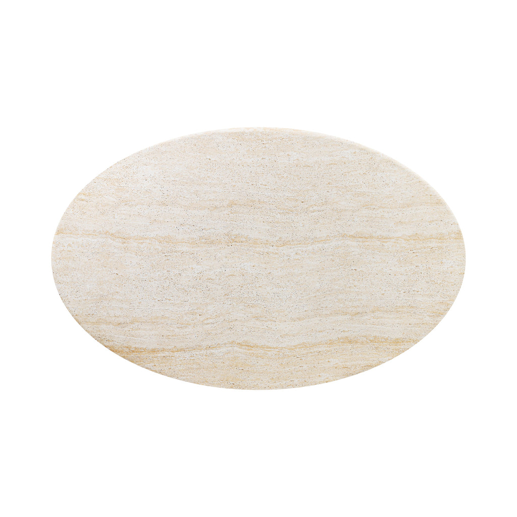 W&F Collection | Trevi Oval Coffee Table (Travertine)