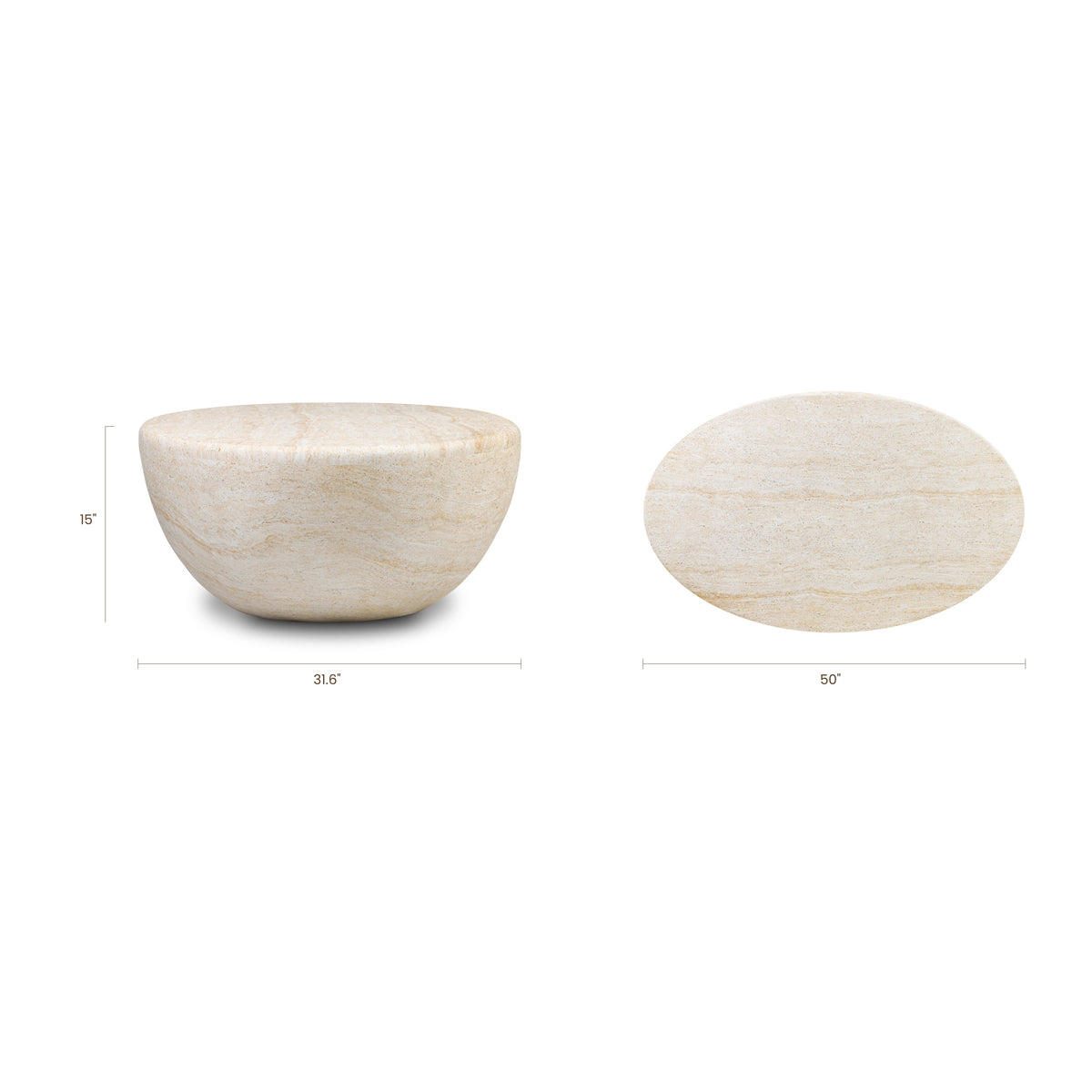W&F Collection | Trevi Oval Coffee Table (Travertine)