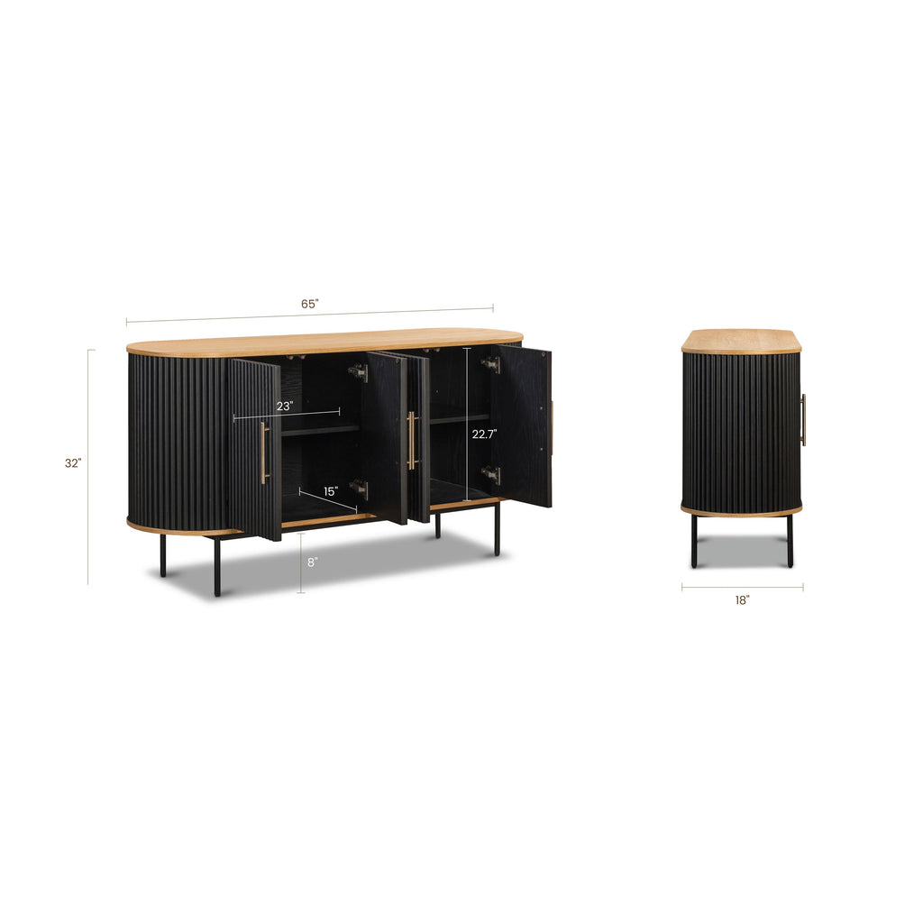 W&F Collection | Noir 65" Sideboard (Black)