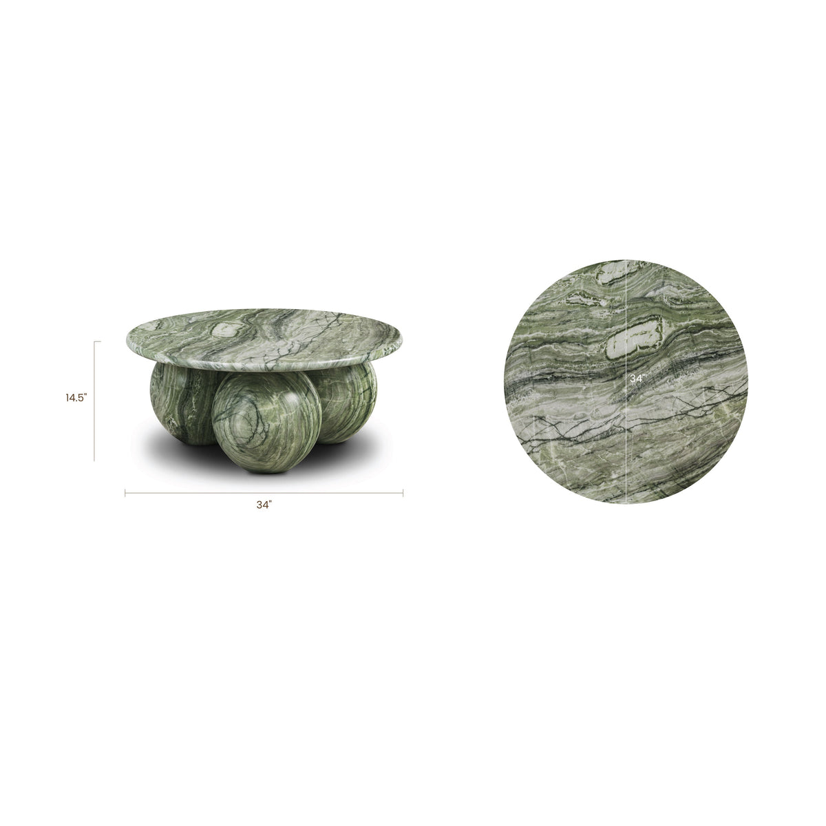 W&F Collection | Marmo Coffee Table (Seaweed Green)