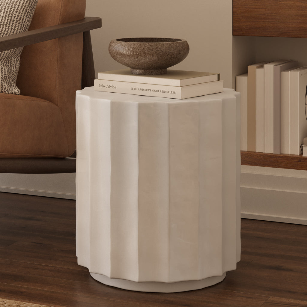 W&F Collection | Kavala Side Table (Ivory Concrete)