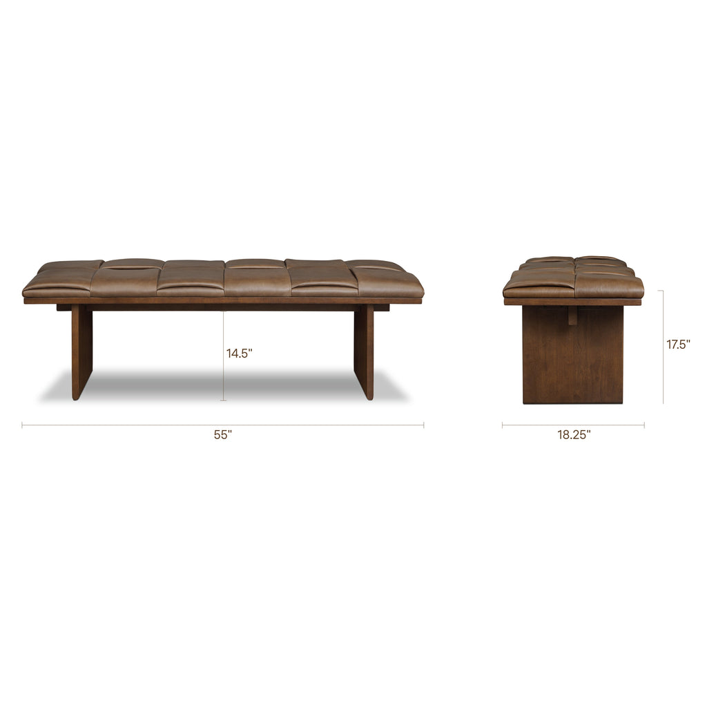 W&F Collection | Lapua 55" Leather Bench (Cocoa Brown)