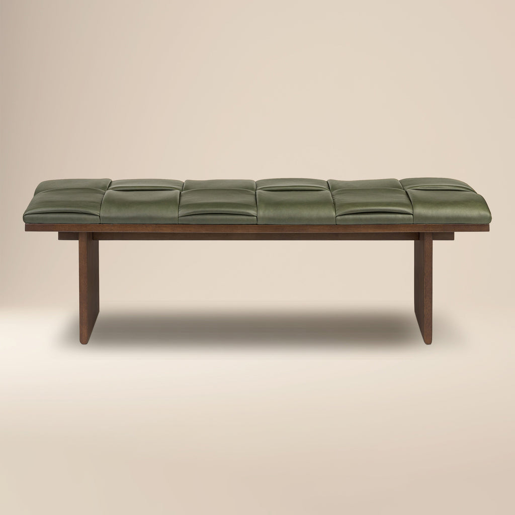 W&F Collection | Lapua 55" Leather Bench (Olivine Green)
